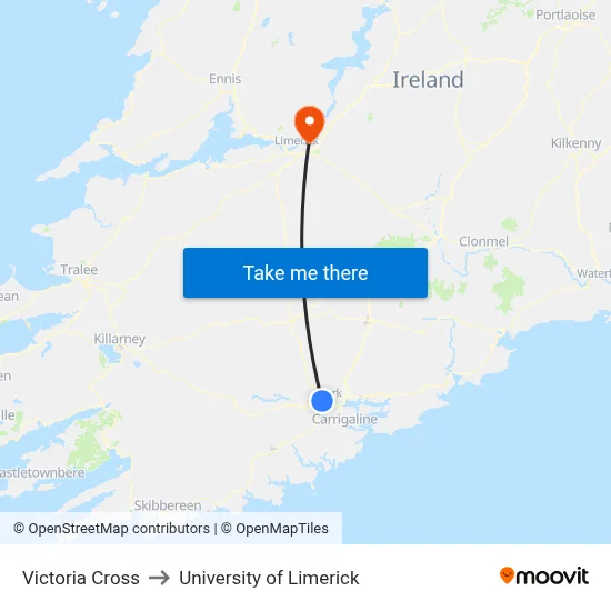 Victoria Cross to University of Limerick map