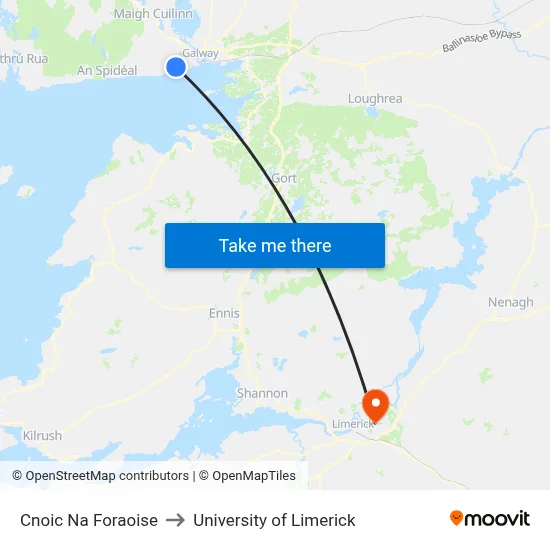 Cnoic Na Foraoise to University of Limerick map