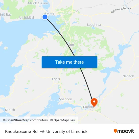 Knocknacarra Rd to University of Limerick map