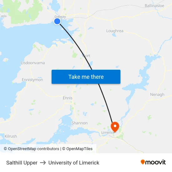Salthill Upper to University of Limerick map