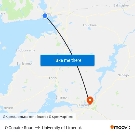 O'Conaire Road to University of Limerick map