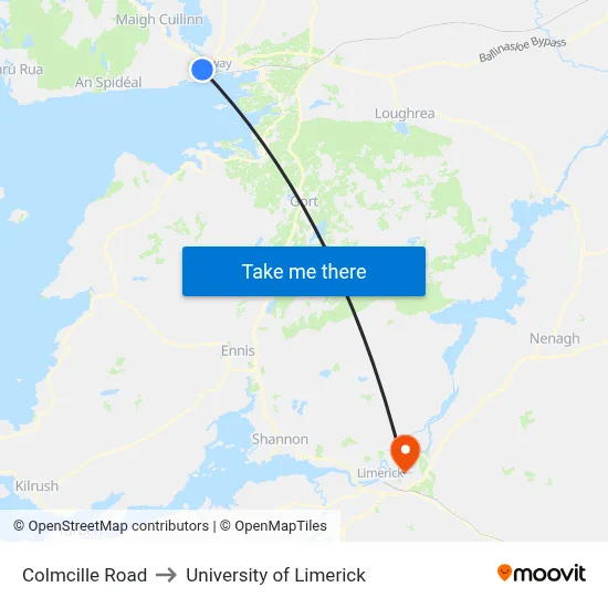 Colmcille Road to University of Limerick map