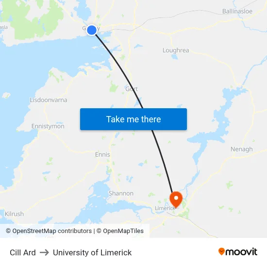 Cill Ard to University of Limerick map