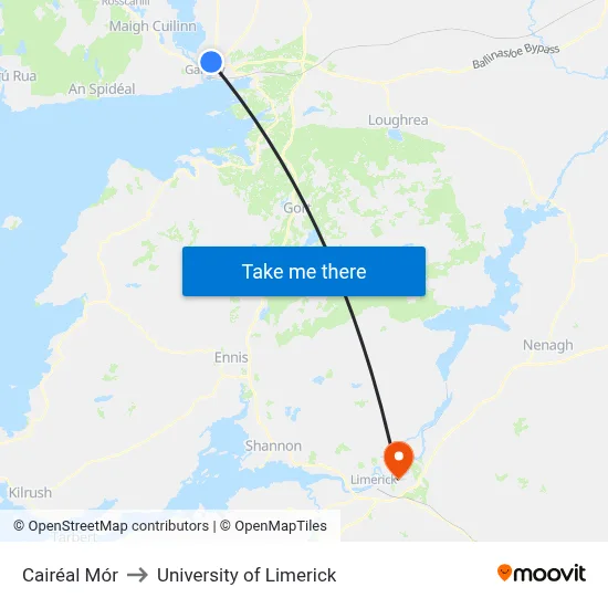 Cairéal Mór to University of Limerick map