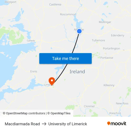 Macdiarmada Road to University of Limerick map