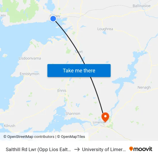 Salthill Rd Lwr (Opp Lios Ealtan) to University of Limerick map