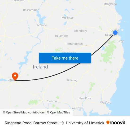 Ringsend Road, Barrow Street to University of Limerick map