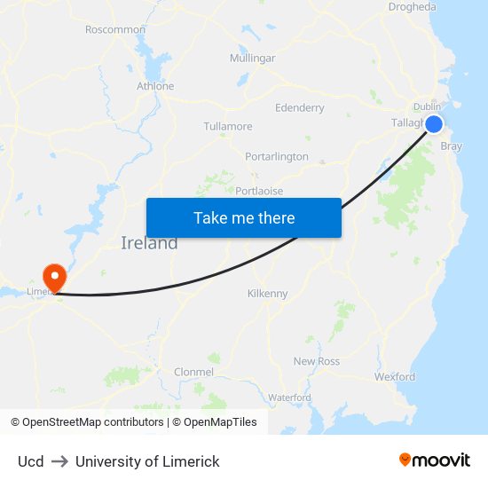 Ucd to University of Limerick map