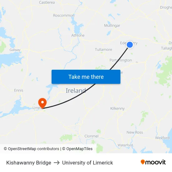 Kishawanny Bridge to University of Limerick map