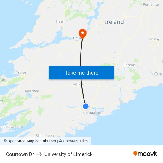 Courtown Dr to University of Limerick map