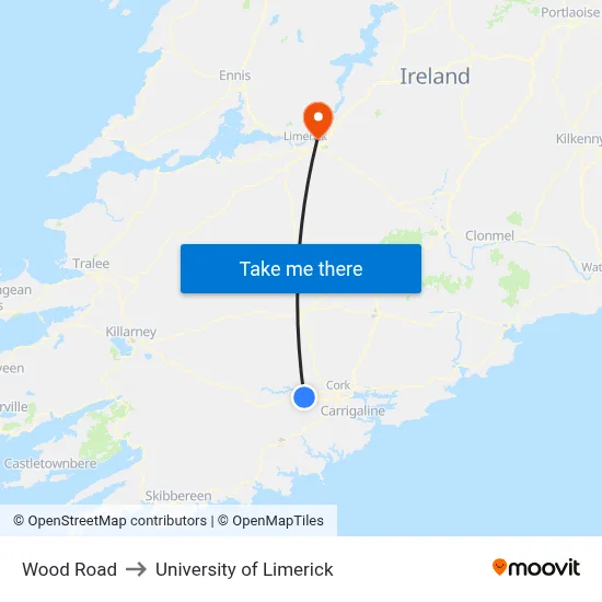 Wood Road to University of Limerick map