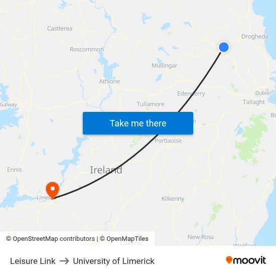 Leisure Link to University of Limerick map