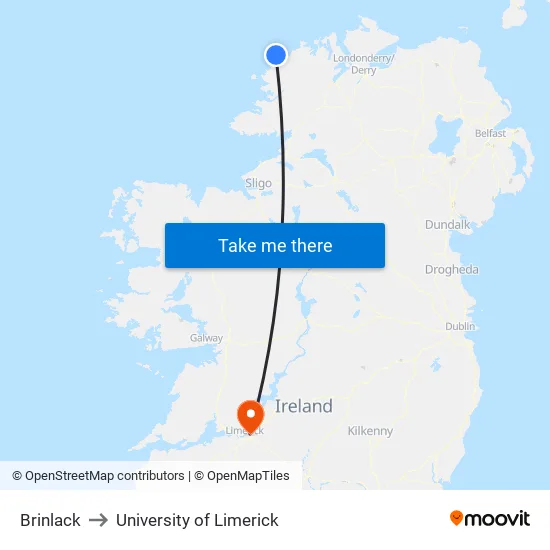 Bun Na Leaca to University of Limerick map