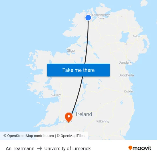 An Tearmann to University of Limerick map