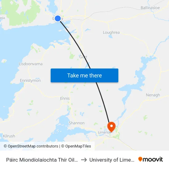 Páirc Miondíolaíochta Thír Oileáin to University of Limerick map