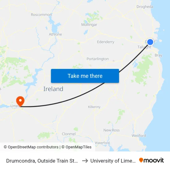 Drumcondra, Outside Train Station to University of Limerick map
