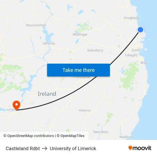 Castleland Rdbt to University of Limerick map
