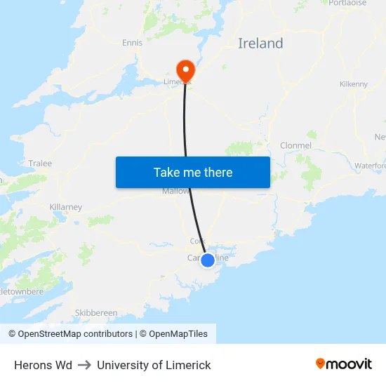 Herons Wd to University of Limerick map
