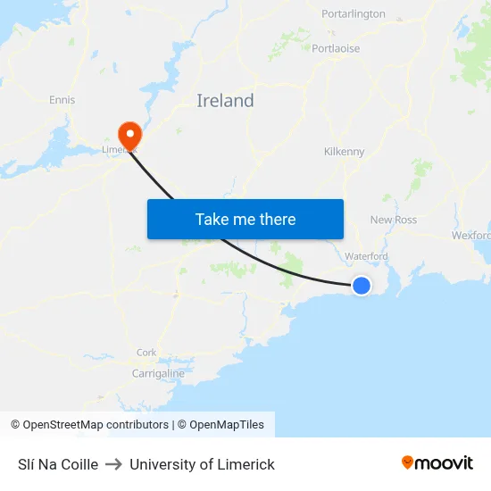 Slí Na Coille to University of Limerick map