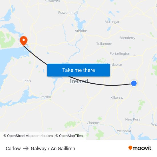 Carlow to Galway / An Gaillimh map