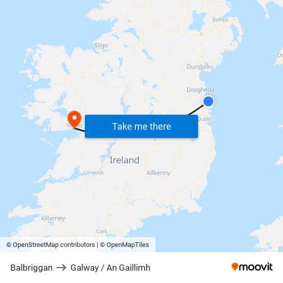 Balbriggan to Galway / An Gaillimh map