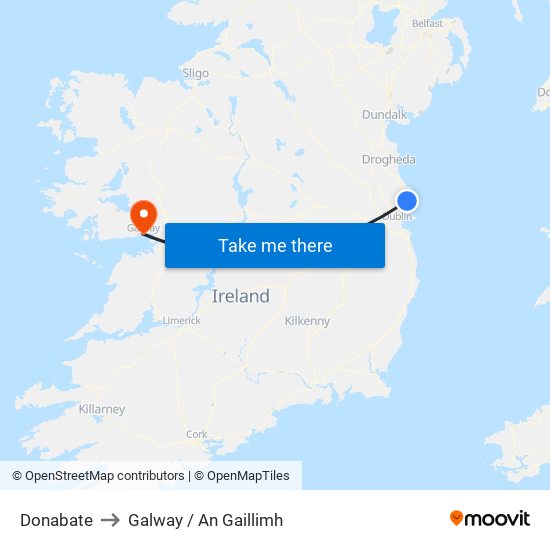 Donabate to Galway / An Gaillimh map