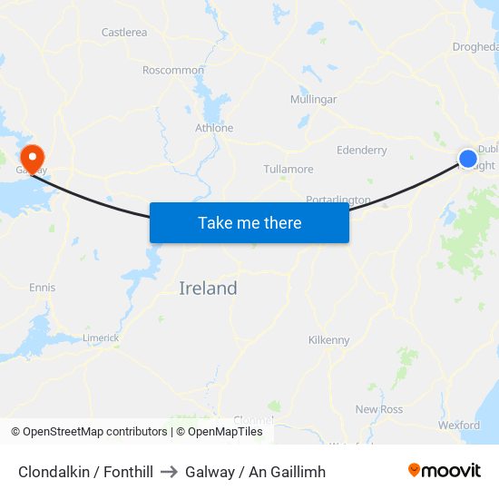 Clondalkin / Fonthill to Galway / An Gaillimh map