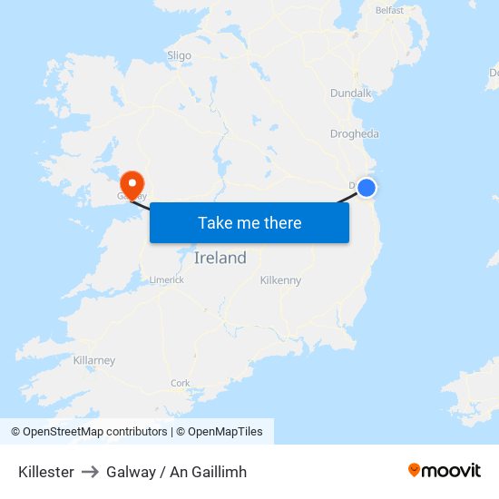 Killester to Galway / An Gaillimh map