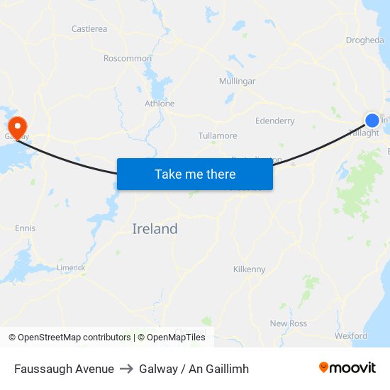 Faussaugh Avenue to Galway / An Gaillimh map
