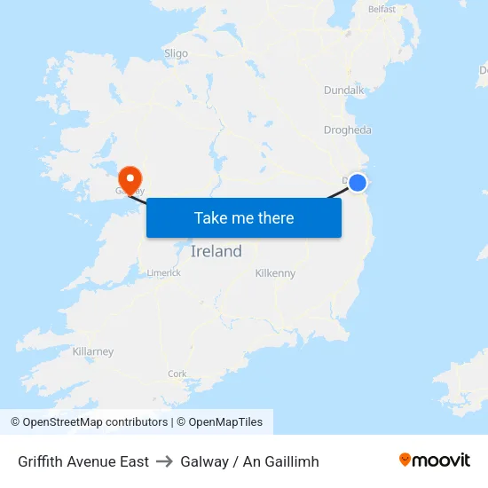 Griffith Avenue East to Galway / An Gaillimh map