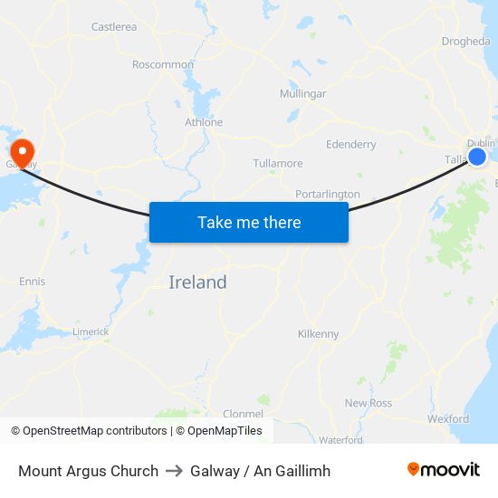 Mount Argus Church to Galway / An Gaillimh map