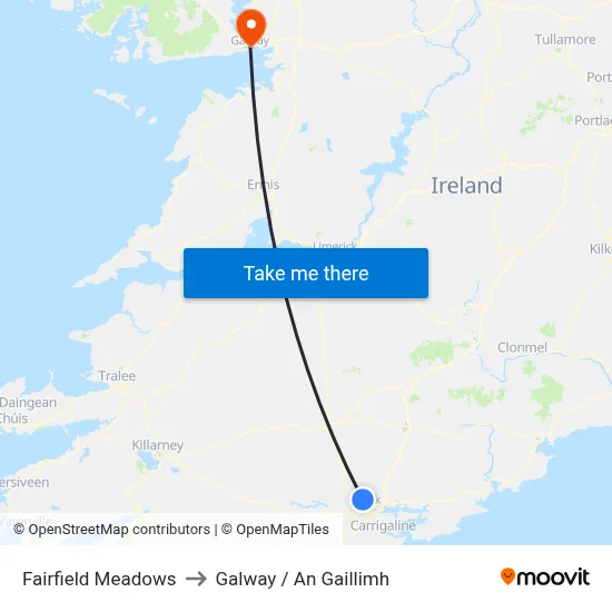 Fairfield Meadows to Galway / An Gaillimh map