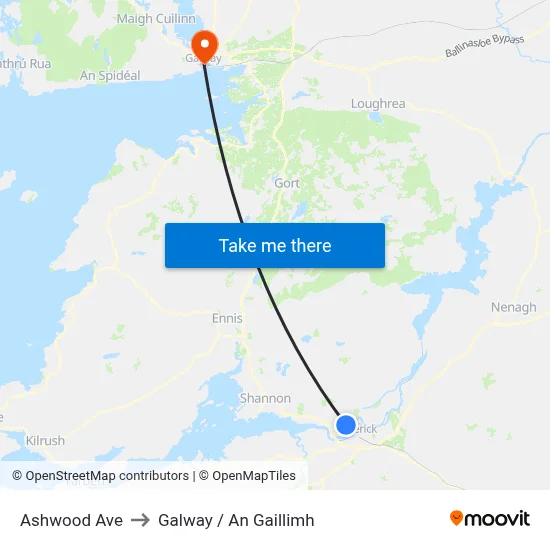 Ashwood Ave to Galway / An Gaillimh map