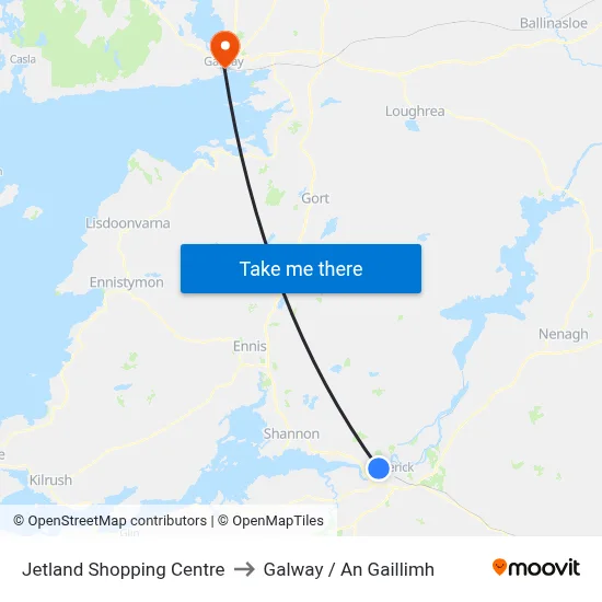 Jetland Shopping Centre to Galway / An Gaillimh map