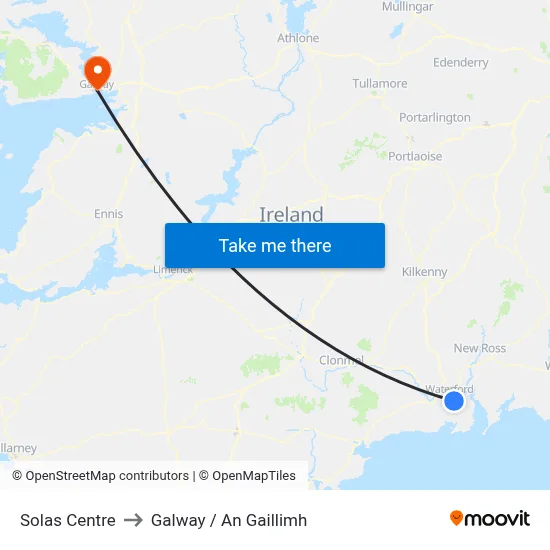 Solas Centre to Galway / An Gaillimh map