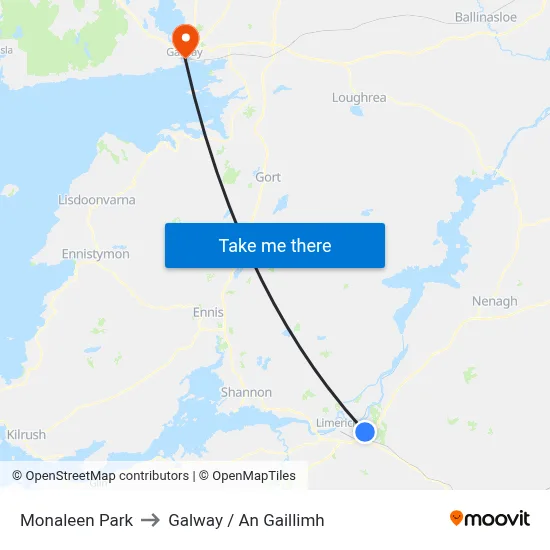 Monaleen Park to Galway / An Gaillimh map