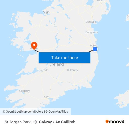 Stillorgan Park to Galway / An Gaillimh map