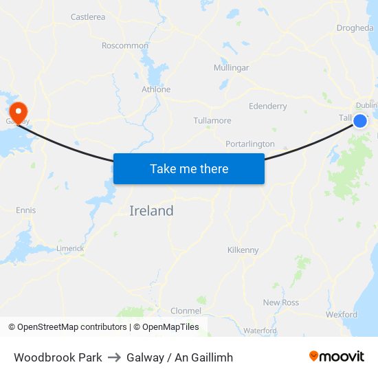 Woodbrook Park to Galway / An Gaillimh map