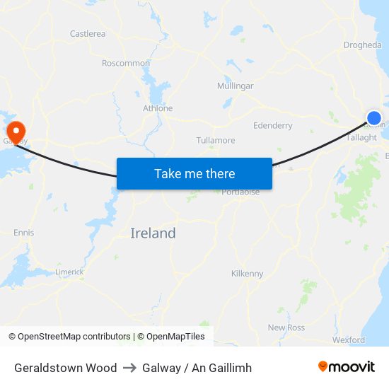 Geraldstown Wood to Galway / An Gaillimh map