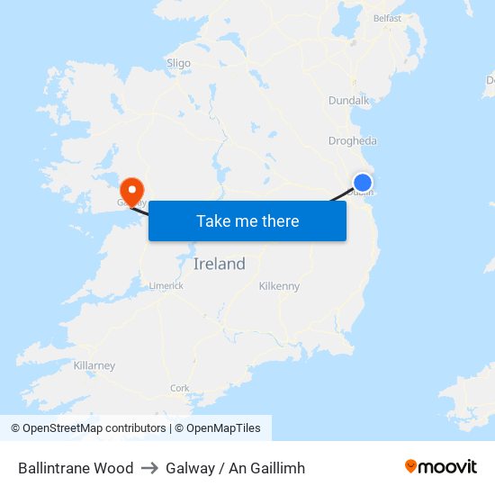 Ballintrane Wood to Galway / An Gaillimh map