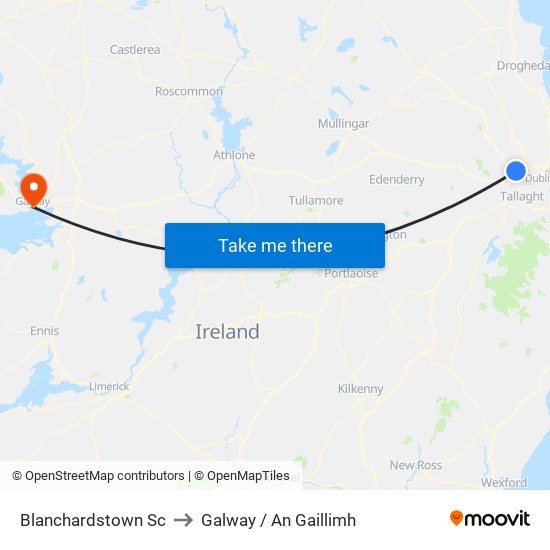 Blanchardstown Sc to Galway / An Gaillimh map