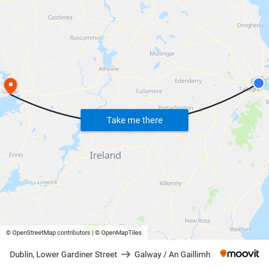 Dublin, Lower Gardiner Street to Galway / An Gaillimh map