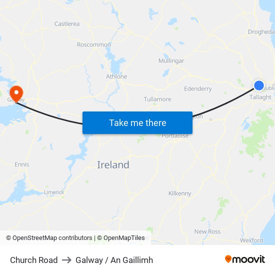 Church Road to Galway / An Gaillimh map