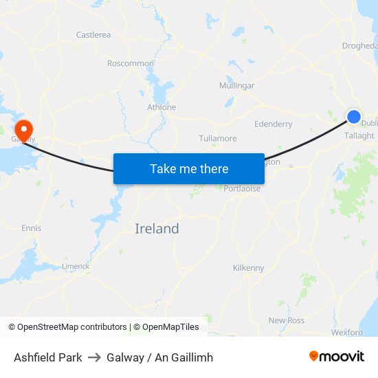 Ashfield Park to Galway / An Gaillimh map