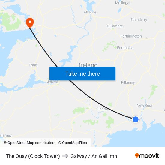The Quay (Clock Tower) to Galway / An Gaillimh map