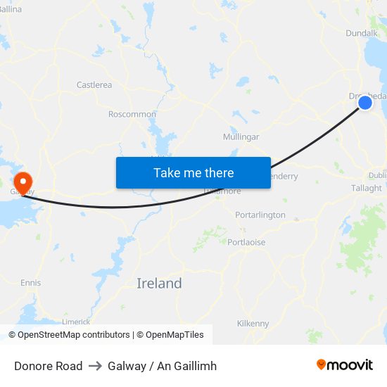 Donore Road to Galway / An Gaillimh map
