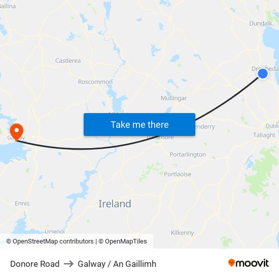 Donore Road to Galway / An Gaillimh map