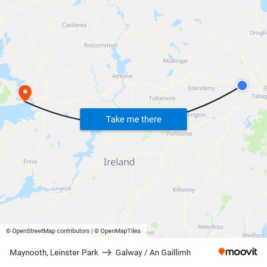 Maynooth, Leinster Park to Galway / An Gaillimh map