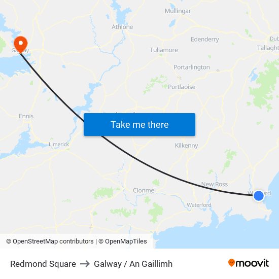 Redmond Square to Galway / An Gaillimh map