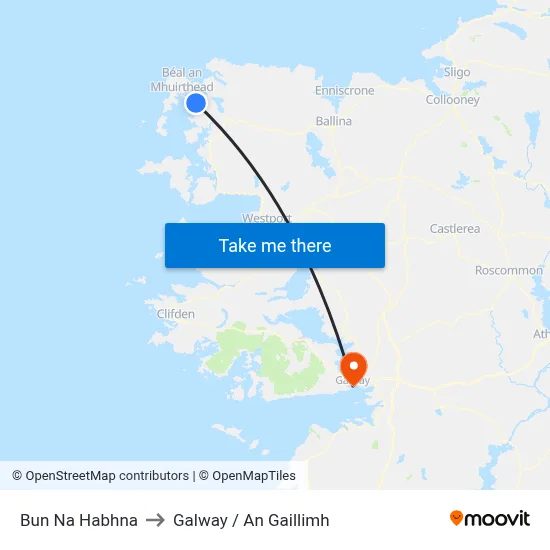Bun Na Habhna to Galway / An Gaillimh map